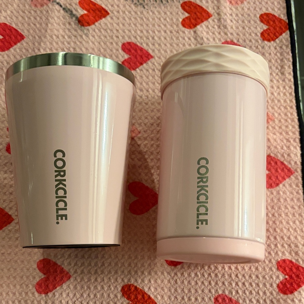 Corkcicle Pale Pink Stainless Tumbler and Can Insulator Set